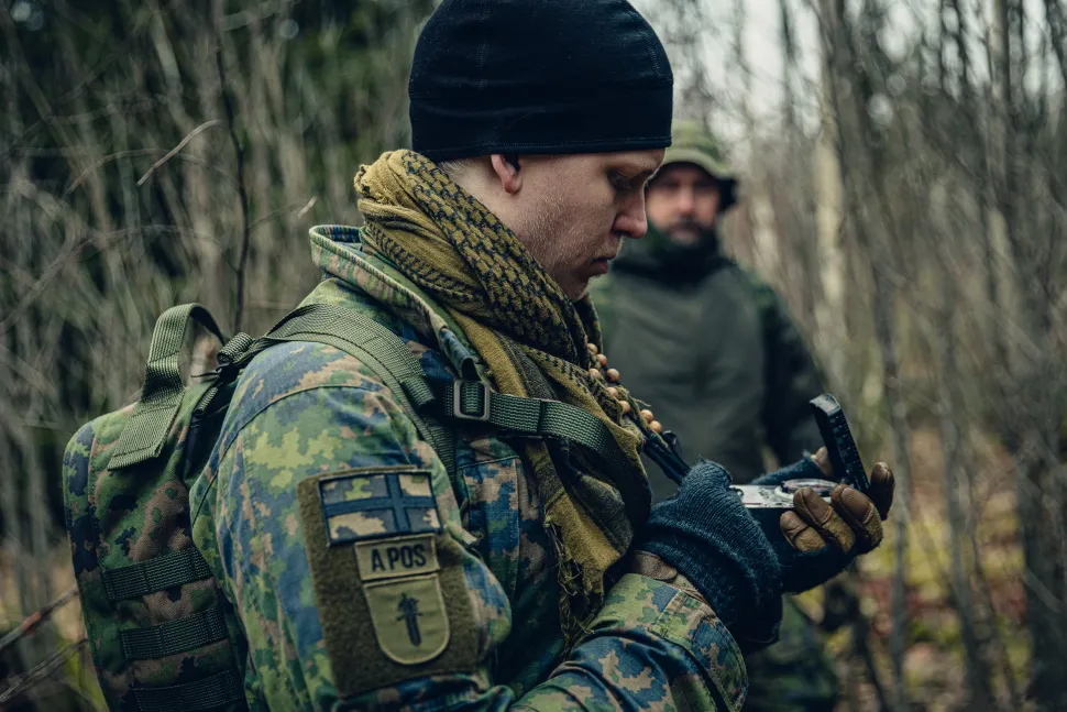 Varusteleka Suomen hihalippu, 77 x 47 mm